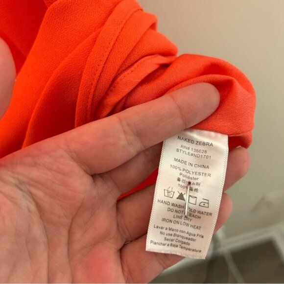 Naked Zebra V-neck Drawstring Tunis Shirt Dress Coral Pink Red Size Small - Picture 10 of 14